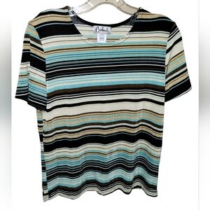 Vtg 90s Carducci Striped Knit Shirt S/S M Multi USA